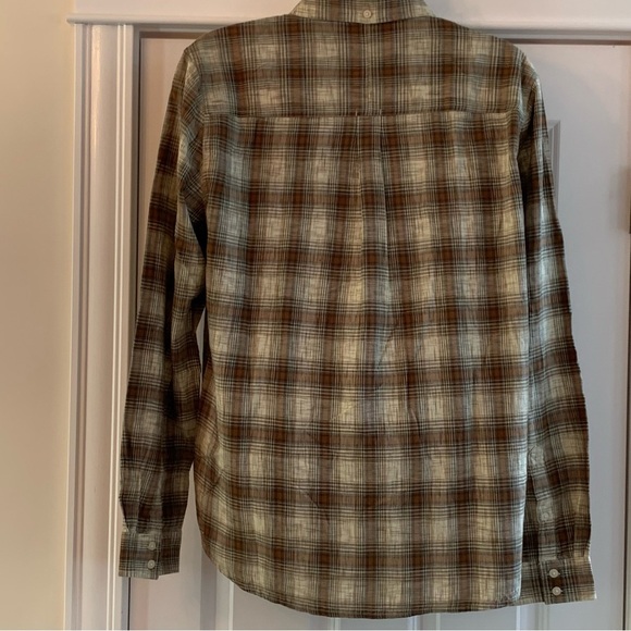 Toad & Co Smythy LS Button Up Shirt Mens L 100% Organic Cotton Brown Plaid - Picture 2 of 6